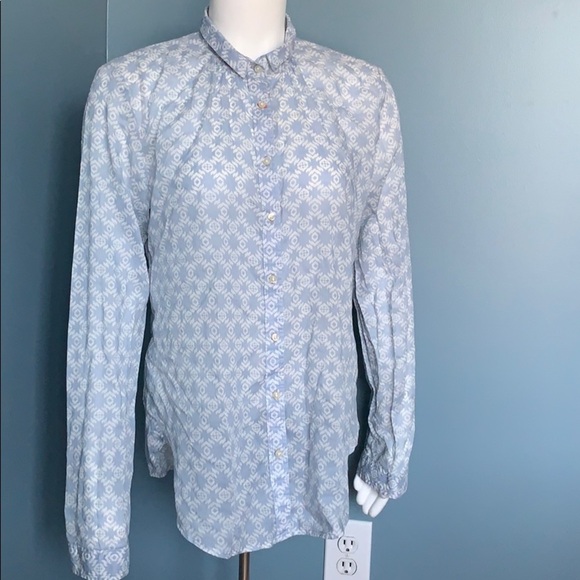 ANTHROPOLOGIE Holding Horses Blue & White Blouse - Picture 1 of 6